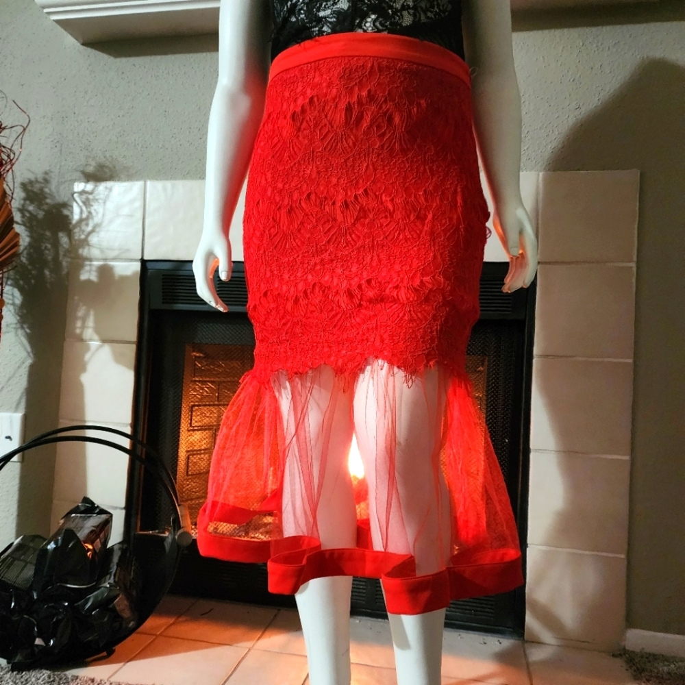 Mesh Mermaid Drop Waist Skirt